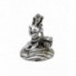 Statua Statuina Statuetta Miniatura in Argento Dama seduta con tesoro media   cm 13 x 12 x H.15